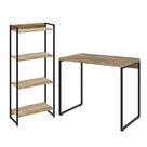 Kit Para Escritório Estante Areta 4 Prateleiras Mesa Industrial Aspen 90cm C01 Carvalho - Lyam Decor