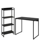 Kit Para Escritório Estante Areta 4 Prateleiras Mesa Industrial Aspen 90cm C01 Onix - Lyam Decor