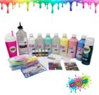 Kit Para Fazer Slime Com Cola Banca Colorida Transparente - Kit Grande Completo - Ine Slime