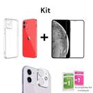 Kit para Iphone 11 12 13 14 15 16 Capa Anti Impactos + Película 3D De Vidro + Película 3D Câmera