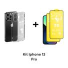 Kit Para Iphone 13 PRO Com 2UN Películas Fosca 9D + 1UN Capinha Transparente Capa Anti Impacto