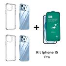 Kit Para Iphone 15 PRO Com 2UN Capinha Anti Impacto Transparente + Película 9D De Cerâmica