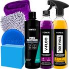 Kit Para Lavar Moto Pneu Pretinho Shampoo V-Floc Cera Tok