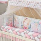 Kit para mini berço almofadinhas 12 peças + saia ursinha lovely