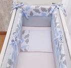 Kit para mini Berço de Bebê Menino Chuva de benção azul bebe e cinza 5pç Colchao de 45cm a 38cm larg
