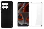 Kit para Moto Edge 60 PRO Capa Aveludada Preta + Película Curva Tela Toda 3D Moto Edge 60 PRO