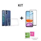 Kit Para Moto G34 Com Película 3D De Vidro Temperado + Capa Anti Impactos Transparente
