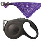 Kit Para Passeio Pet Com Guia Retrátil Preta + Coleira Bandana Roxa Pequena Kit Para Passeio Pet Com Guia Retrátil Preta + Coleira Bandana Roxa Pequena