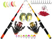 Kit Para Pesca 2 Vara Telescópica 1,70m + 2 Molinete e Acessórios (Ref. 51)