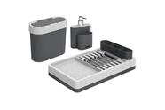 Kit para Pia com Dispenser, Escorredor E Lixeira Coza Flat 3 Peças Cinza Grafite