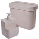 Kit para Pia Lixeira 3,3 litros e conjunto porta detergente/esponja 500ml Tear Plasutil