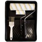 kit para pintura c/01 bandeja plastica, 01 rolo lã 23cm, 01 suporte para rolo e 01 pincel de 1.1/2 kit para pintura c/01 bandeja plastica, 01 rolo lã 23cm, 01 suporte para rolo e 01 pincel de 1.1/2