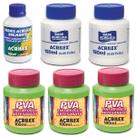 Kit para Pintura com 3 Tintas PVA Verde Folha + 2 Bases Acrílica + Verniz Brilhante Acrilex Ideal para Artesanato Kit para Pintura com 3 Tintas PVA Verde Folha + 2 Bases Acrílica + Verniz Brilhante Acrilex Ideal para Artesanato