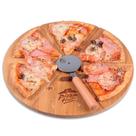 Kit para Pizza 1 tábua redonda em madeira e 1 cortador de pizza Amenzing Slice