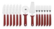 Kit Para Pizza Tramontina De Aço Inox Vermelho 14 Peças Kit Para Pizza Tramontina De Aço Inox Vermelho 14 Peças