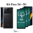 Kit para Poco X6 3UN Película Fosca Privacidade + Capinha Silicone Anti Impactos para Xiaomi Poco X6 5G