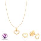 Kit Para Presente Feminino Colar+ Pingente + Brincos Corações Banhados A Ouro 18k