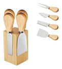 Kit Para Queijos 4pc C/ Suporte Facas Garfo Espátula