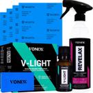 Kit Para Renovar o Farol do Carro Caminhão Moto Tira Marcas Manchas Vitrificar V-Light Revelax