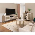 Kit para Sala Estar Rack Buffet e Mesa de Centro Charlotte Marrom Carvalho/Off White
