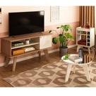 Kit para Sala Estar Rack Mesa de Centro e Bar Frank Marrom Cinamomo/Off White