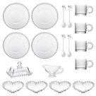 Kit Para Servir Café Bolo Sobremesa 18 Peças Cristal Vidro e Aço Inox