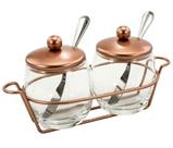 Kit Para Servir Geléia Molhos Cobre Inox Vidro Antepastos 7 Peças Creme Patê Mesa Organização Decorativo Kit Para Servir Geléia Molhos Cobre Inox Vidro Antepastos 7 Peças Creme Patê Mesa Organização Decorativo