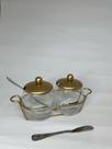 Kit Para Servir Geléia Molhos Dourado Inox Vidro Antepastos