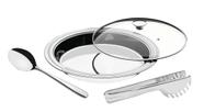 Kit para Servir Tramontina Ciclo Redondo em Aço Inox com Tampa de Vidro 3 Peças