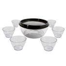 Kit Para Sobremesa Com 1 Bowl Com Tampa + 6 Potes de Sobremesa
