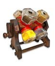 Kit Para Temperos Giratório de Madeira 8 Potes