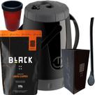 Kit Para Tereré Garrafa Lisa Black Erva Mate 500g Copo Cuia Quadrado Acrílico Bomba Clássica Preta