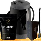 Kit Para Tereré Garrafa Lisa+Black Erva Mate 500g+Copo Quadrado Acrílico+Bomba Clássica Preta