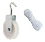 KIT PARA VARAL 2 ROLDANA PLASTICA NYLON 8cm COM GANCHO + 20M CORDA 4MM
