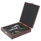Kit para vinho 4 peças com saca rolhas caixa madeira