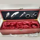 Kit para Vinho 5 Peças com Estojo em Madeira 36cm Vermelho