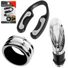 Kit Para Vinho Bico Dosador Aerador Cortador de Lacres e Anel Corta Gotas de Inox