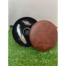 Kit para vinho c/4 peças em inox e estojo redondo sintetico