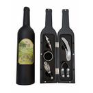 Kit para Vinho com Estojo em Formato de Garrafa 5 Peças