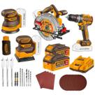 Kit Parafusadeira + 02 Lixadeiras + Serra Circular Ingco 20v COSLI251083-9