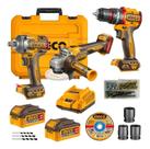 Kit Parafusadeira Chave Impacto Esmerilhadeira 20v Bat Ingco
