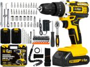 Kit Parafusadeira Furadeira Impacto 2 Bat 21v 3/8 10mm Com Jogo De Soquetes 46 Peças The Black Tools