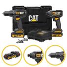 Kit Parafusadeira Furadeira Impacto Bateria Cat Brushless Profissional Sem Fio Maleta Carregador 18v