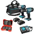 Kit Parafusadeiras Furadeira de Impacto Makita 18V, 2 Baterias 1,5Ah, Carregador, Bolsa Exclusiva e Kit Bits 37un Profissional DLX2336Y01