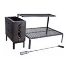 Kit Parrilla 80cm Grelha Barra Chata e Caixa Firebox para Alvenaria