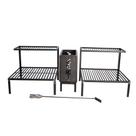 Kit Parrilla Rústica Alvenaria Grelha Reta e Uruguaia Caixa Firebox 115cm