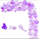 Kit Party Balloon Arch Garland 114 unidades de látex de borboleta roxa