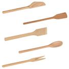 Kit Pás Espátula Garfo Colher de pau madeira para cozinha