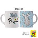 Kit Páscoa Coelhinho Caneca Plástico e Giz De Cera Colorir