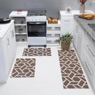 Kit Passadeira Tapete Cozinha 3 Peças Jacquard Base Antiderrapante - Geométrico Avelã Kit Passadeira Tapete Cozinha 3 Peças Jacquard Base Antiderrapante - Geométrico Avelã